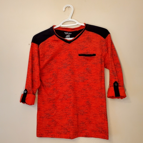 🔥NWOT Stockhomme Evolution Red Black Long Sleeve Pocket T-shirt Men US Small - Picture 3 of 8